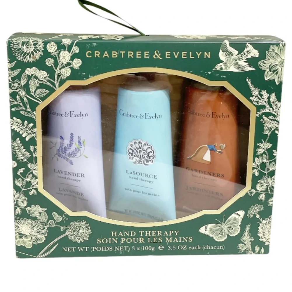 NEW! Crabtree & Evelyn GARDENERS, LaSOURCE & LAVENDER Hand Therapy Trio Gift Set
